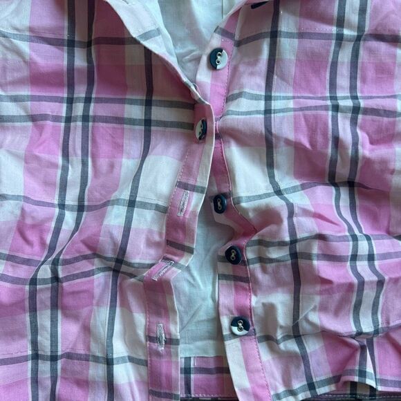 Majorelle Women's Multicolor Plaid Long Sleeves Button Cropped Top Size Small - Picture 3 of 5